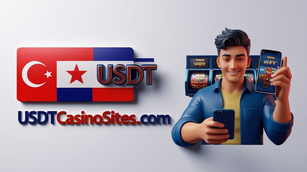 Illustration for the Turkey section of usdtcasinosites.com, with the Turkish flag and a player at a screen
